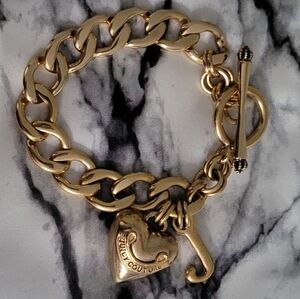 Juicy Couture Gold Puffy Heart J Charm Bracelet